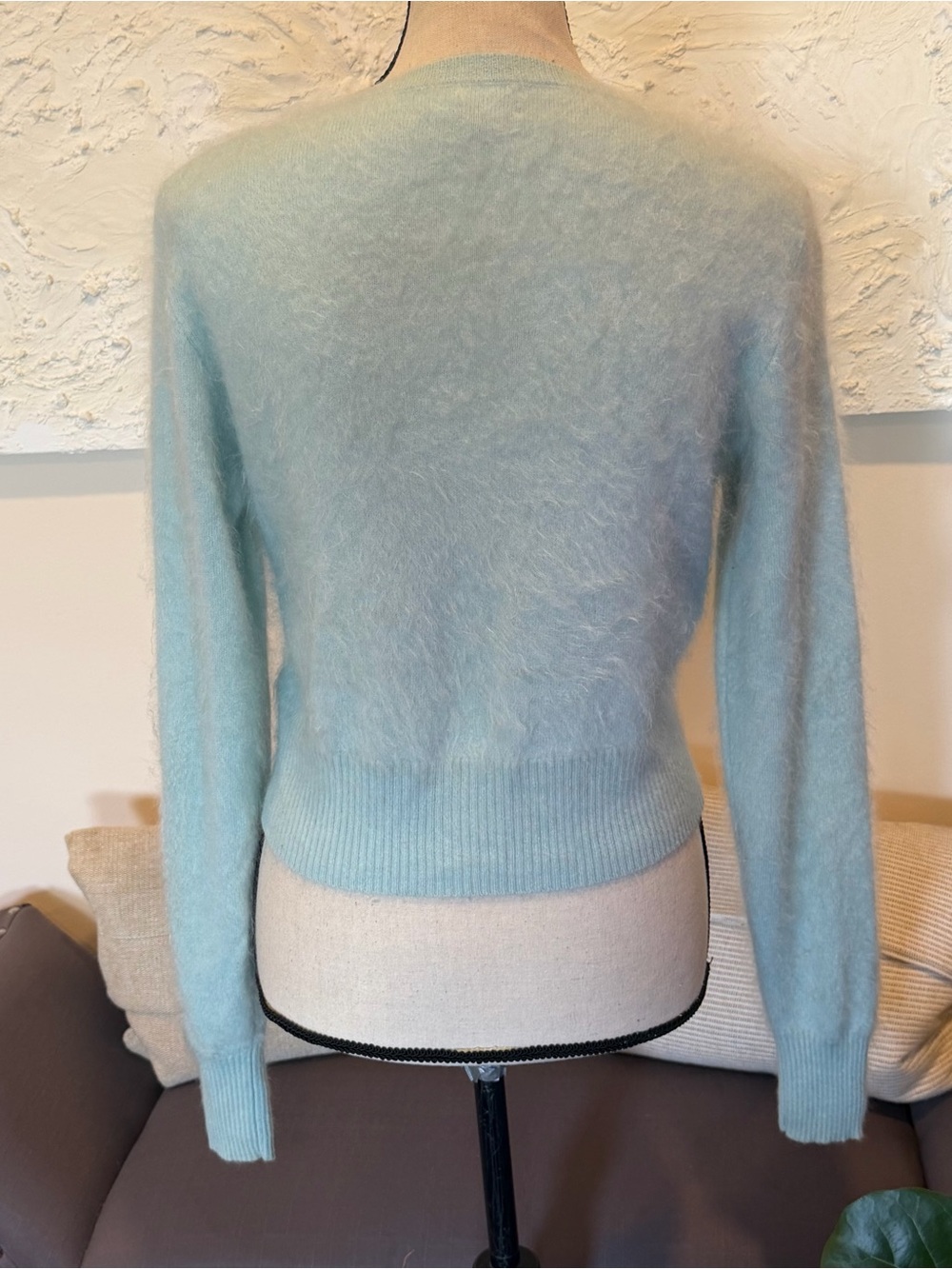 J.Crew Women's Brushed 100% Cashmere Cropped Cardigan Fuzzy Mint Green Sz S - Picture 6 of 13